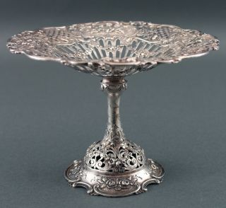 Small Antique Continental 800 Silver Cherubs Floral Repousse Openwork Compote