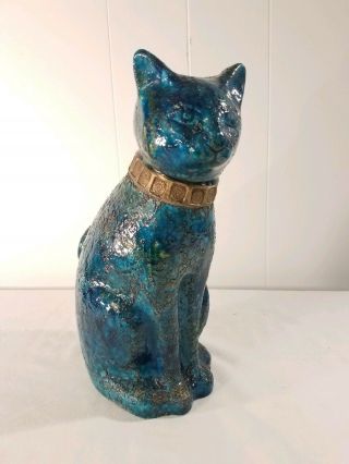 Vintage Rosenthal - Netter Aldo Londi Rimini Blue Mid Century Cat Statue Fat Lava