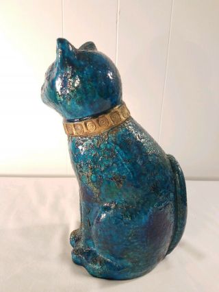 Vintage Rosenthal - Netter Aldo Londi RImini Blue Mid Century Cat Statue Fat Lava 2