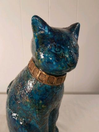 Vintage Rosenthal - Netter Aldo Londi RImini Blue Mid Century Cat Statue Fat Lava 3