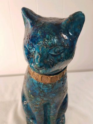 Vintage Rosenthal - Netter Aldo Londi RImini Blue Mid Century Cat Statue Fat Lava 4