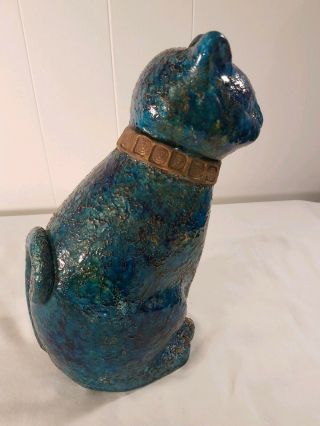 Vintage Rosenthal - Netter Aldo Londi RImini Blue Mid Century Cat Statue Fat Lava 5