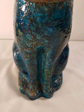 Vintage Rosenthal - Netter Aldo Londi RImini Blue Mid Century Cat Statue Fat Lava 7