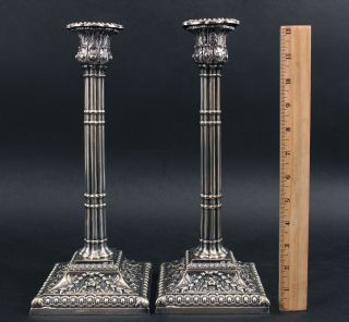 Pair Antique 19thc,  Repousse Silverplate Candlesticks,  Nr
