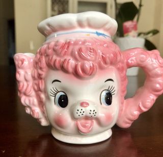 Vintage Lefton Pink Poodle Dog Creamer Japan Ceramic Porcelain Kitsch 2