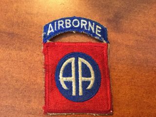 Wwii Us Army 82nd Infantry Division Airborne Paratrooper Patch With Attached Tab
