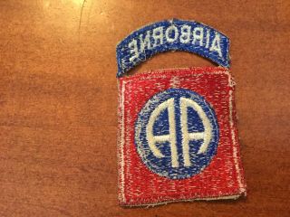 WWII US Army 82nd Infantry Division Airborne Paratrooper Patch With Attached Tab 2