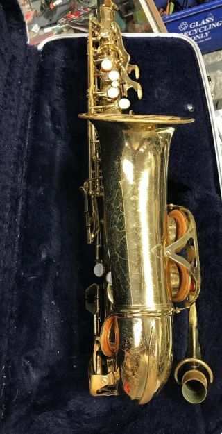 VINTAGE CONN SHOOTING STARS ALTO SAXOPHONE,  CONN CASE,  HAS WEAR FROM USE 6