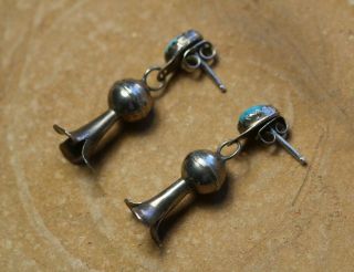 Vintage Navajo Native American Sterling Turquoise Squash Blossom Earrings 3