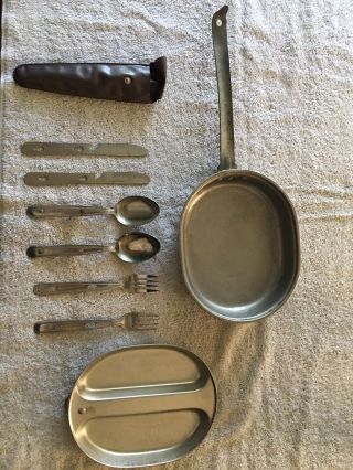 Vintage WWII MA Co.  1944 US Army Mess Kit W/Utensils 5