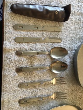 Vintage WWII MA Co.  1944 US Army Mess Kit W/Utensils 6