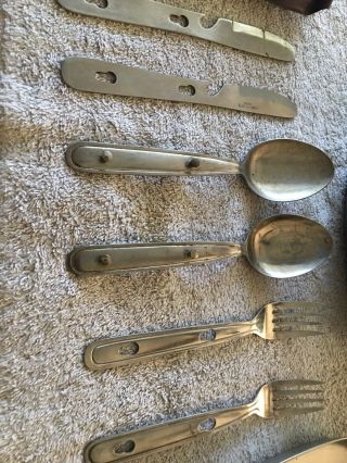 Vintage WWII MA Co.  1944 US Army Mess Kit W/Utensils 7