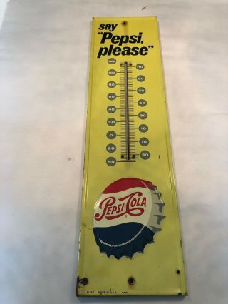 Vintage Pepsi Cola Advertising Drink Thermometer Bottle Cap