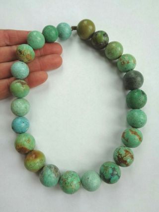 Vintage Big 19mm Natural Turquoise Bead Necklace Craft Wear Repair