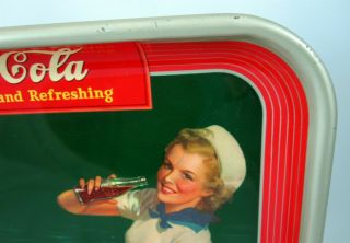 Coke Coca Cola Tray Vintage 1940 Sailor Girl Fishing Dock American Art 5