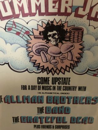 Rare Grateful Dead Allman Brothers Summer Jam Poster July 1973 Framed 11