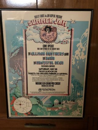 Rare Grateful Dead Allman Brothers Summer Jam Poster July 1973 Framed