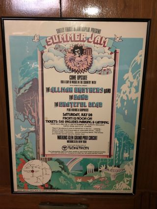 Rare Grateful Dead Allman Brothers Summer Jam Poster July 1973 Framed 2