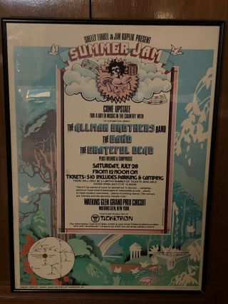 Rare Grateful Dead Allman Brothers Summer Jam Poster July 1973 Framed 4