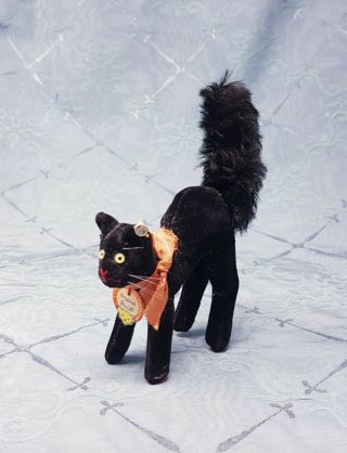 Steiff Miniature Halloween Black Tom Cat 3.  1 " 1950s W Ids Glass Eyes Nr