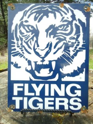 Old Vintage Flying Tigers Aero Airplane Porcelain Airport Airlines Sign