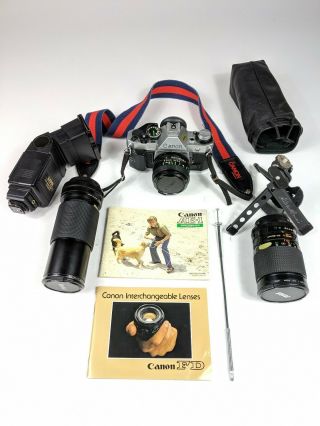Vtg Canon Ae - 1 Program 35mm Film Camera  W/ Many