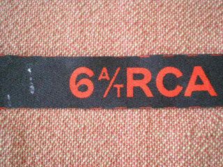 WW2 6th Anti - Tank Royal Canadian Artillery Printed Canvas Slip - on Shoulder Title 2