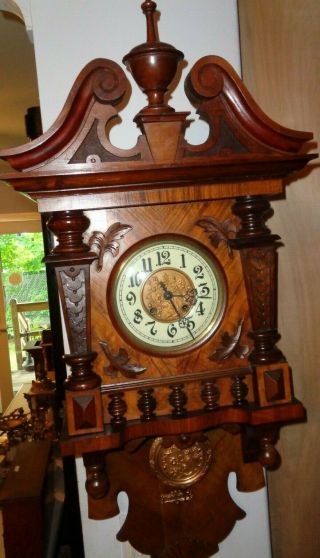 Antique - Walnut - Gustav Becker - Berliner/free Swinger - Wall Clock - Ca.  1900 - To Restore