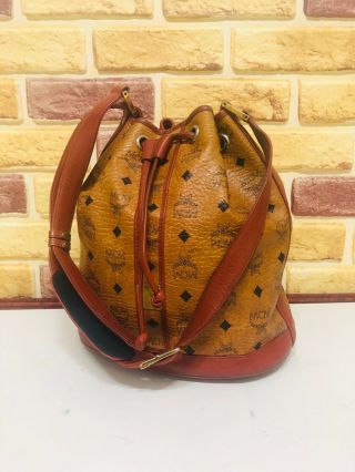 100 Authentic Mcm Cognac Visetos Vintage Drawstring Bucket Bag