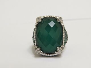Judith Ripka Cz Sterling Silver Green Crystal Ring