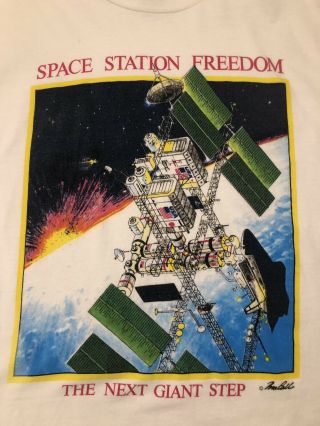 Vintage Single Stich Space Station Freedom Shirt Mens Xl On Hanes Beefy Tag