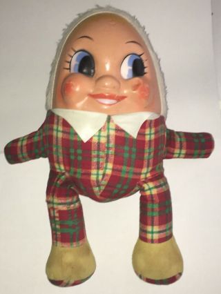 14 " Vintage 1955 Plush Knickerbocker Rubber Face Humpty Dumpty Toy Plush