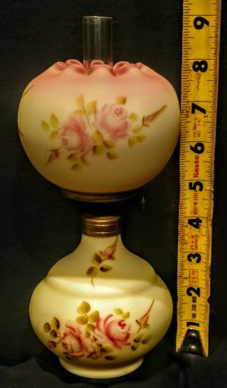 Miniature Antique Burmese Uranium glass Oil Lamp,  Complete & Rare 3