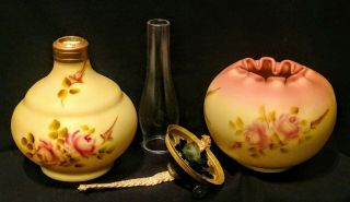 Miniature Antique Burmese Uranium glass Oil Lamp,  Complete & Rare 4