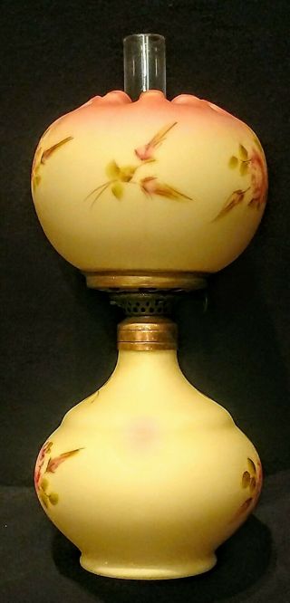 Miniature Antique Burmese Uranium glass Oil Lamp,  Complete & Rare 5