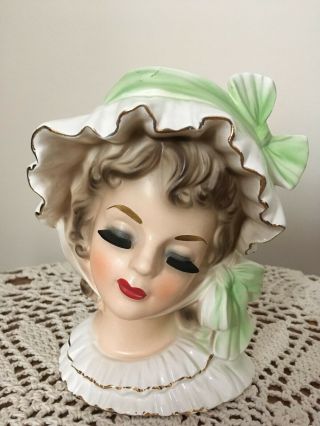 Lady Head Vase Headvase Ucagco Pretty Girl 5 3/4  Vintage Htf