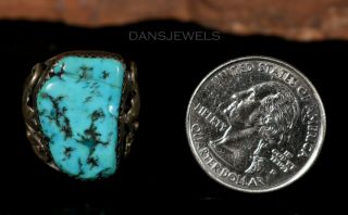 Old Pawn Vintage Navajo Natural Nugget TURQUOISE Sterling Ring Size 9 5