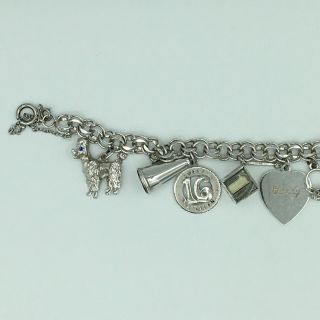 Vintage Sterling Silver Charm Bracelet 8 Inches Long 37.  5 Grams 2