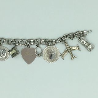 Vintage Sterling Silver Charm Bracelet 8 Inches Long 37.  5 Grams 3