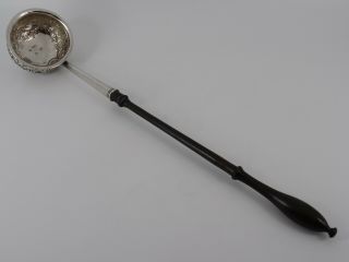 Fine Georgian George Ii Solid Sterling Silver Embossed Toddy Ladle London 1741