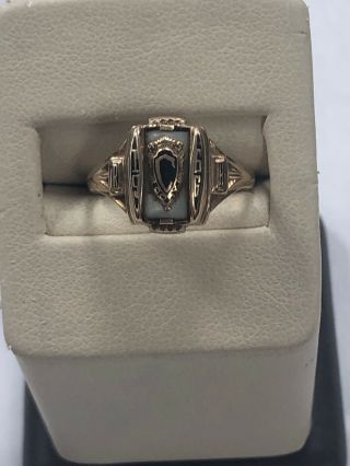 Vintage Solid 10kt Yellow Gold 1966 Rk C Crest Class Ring