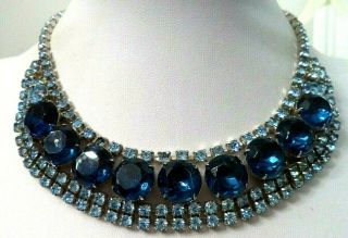 Stunning Vintage Estate Juliana D&e Blue Rhinestone 15 " Necklace G609e