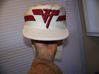 NOS Vintage 1984 VAN HALEN TOUR OF THE WORLD Painters Cap Hat w/ Tails Sz M 3