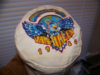 NOS Vintage 1984 VAN HALEN TOUR OF THE WORLD Painters Cap Hat w/ Tails Sz M 5