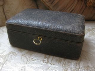 Rare Antique TIFFANY & COMPANY Large Pebble Leather Box With Key 9
