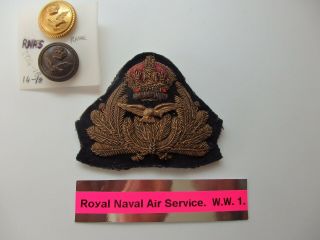 Rare,  Vintage,  Royal Naval Air Service W.  W.  1 Cap Badge & 2 Buttons