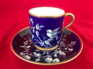Fine Antique Minton / Moore Pat Sur Pat Porcelain Cup And Saucer.  3.