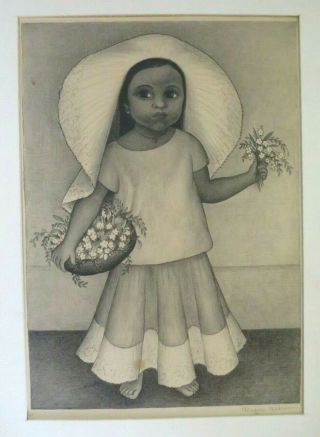 Maxine Albro Vtg Etching Young Mexican Girl 12 " X 8 " Signed Numbered