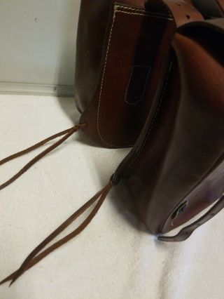 VINTAGE LEATHER MOTORCYCLE SADDLE BAGS BROWN LEATHER 8