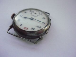 ANTIQUE ROLEX OFFICERS TRENCH WATCH SOLID SILVER 1916 - FOR REPAIRS 2